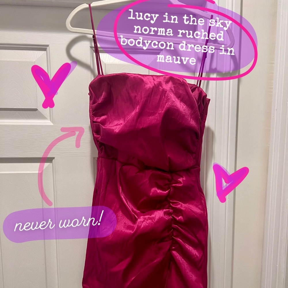 Lucy in the Sky- Ruched Bodycon dress in Mauve